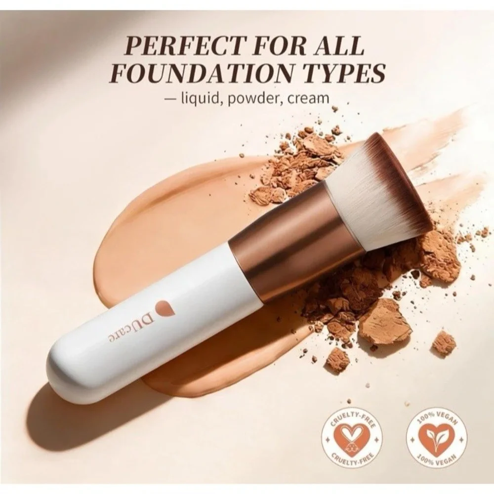 DUcare Flat Top Kabuki Foundation‎ Brush, Single Flat Foundation Brush